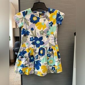 Tea Collection Blue and Yellow Floral Kids Dress Size 5